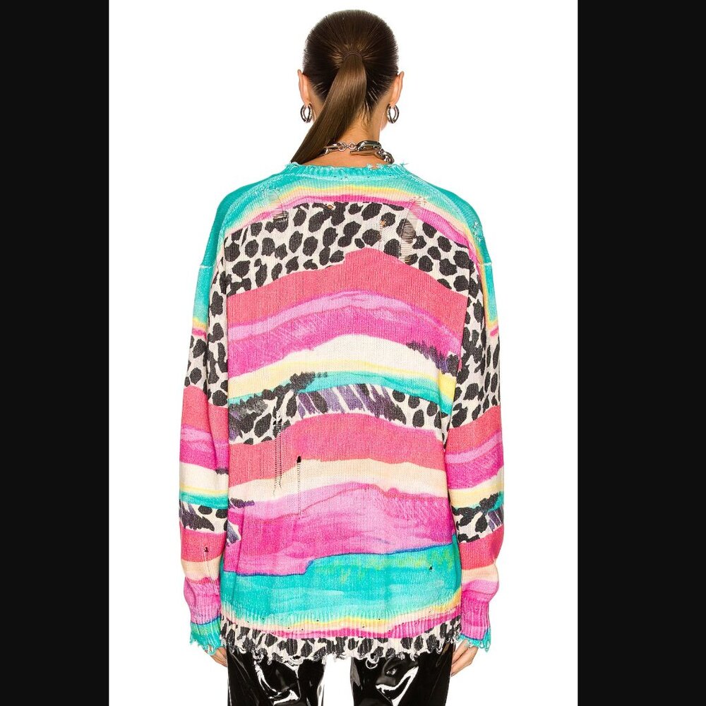 R13 Multi-Stripe Distressed Edge Cardigan - Picture 3 of 6